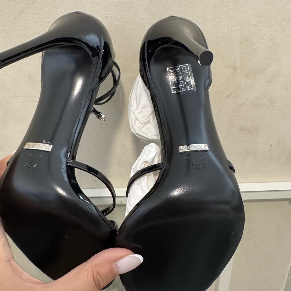 Gucci patent leather Black Strappy Heels sandals size 40.5 - Picture 5 of 6